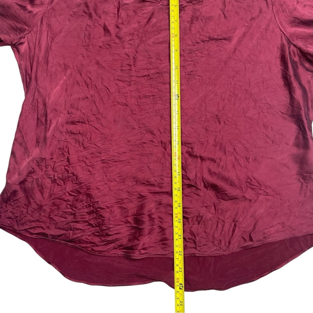 VERONICA BEARD Silk Blouse Size 14 Red Long Sleeve Mock Neck Lightweight - Picture 12 of 12